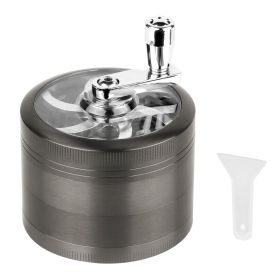 Herb Spice Tobacco Grinder 2.5-inch 4-Piece Zinc Alloy Hand Crank Crusher Kitchen Mill with Pollen Scraper (Option: StainlessHandleHerbGrinder DarkGrey)