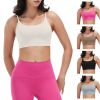 Women Strap Sport Bras Padded Strappy Crop Square Neck Low Impact Bras Sexy Fitness Tank Tops with Removable Pads Flat Straps for Gym Yoga Workout Run