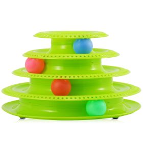 Cat Track Tower Toys 4-Layer Ball Track Interactive Cat Toys Electric Rotate Butterfly Birds (Option: CatToy 4LayerGRN)