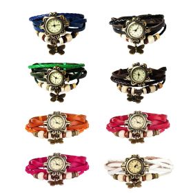 Vintage Women\'s Watch Bohemian Handmade Leather Watch Quartz Wrist Watch Fashion (Option: GiftWristWatch Green)