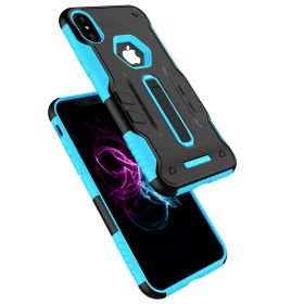 Rugged Phone Case for iPhone X Drop-protection Phone Case with Kickstand Heavy Duty Dual Layers Phone Protective Cover (Option: iPhoneXCase AquaBLK)