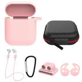 Silicone Case for Apple AirPod 1 2 AirPods Protective Cover Skin w/Strap Ear Hooks Watch Band Holder (Option: AP12Case Pink)