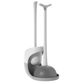Toilet Plunger and Brush Combo Set with Ventilated Holder 2 in 1 Toilet Cleaning Tools Set with Caddy Stand for Bathroom (Option: ToiletPlunger Grey)