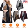 Women Winter Warm Scarf 74.8x25.6In Long Soft Knitted Shawl Extra Thick Plaid Blanket Wrap Cape