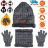 Winter Knitted Hat Scarf Gloves 3Pcs Winter Warm Beanie and Touch Screen Gloves Scarf Set Knit Beanie Skull Cap Neck Warmer Mittens for Men Women