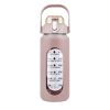 64Oz Glass Water Bottle Sports Water Bottle Motivational Water Bottle Water Intake Tracker Bottle with Straw Time Marker Silicone Sleeve Handle for Gy