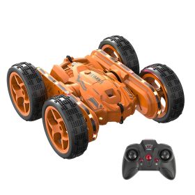Kid Driving RC Stunt Car 7 Color Strip Light Dynamic Music Swing Arm Double-sided   Rolling Remote Control Car Off Road 2.4GHz 4WD Rechargeable Racing (Option: RCCar Orange)