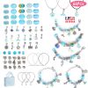 66Pcs Charm Bracelet Making Kit Kids\' Jewelry Necklace Making Kits Colorful DIY Charm Beads Pendant Set Jewelry Decor Supplies with Gift Box for 5-12