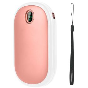 Rechargeable Hand Warmer Electric Hand Heater Portable Reusable Pocket Warmer Power Bank with Digital Display 2 Levels Double-sided Heating (Option: HandWarmer Pink)