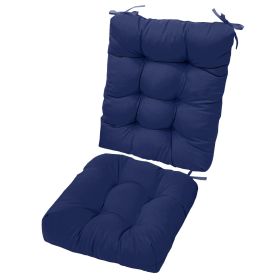 2Pcs Rocking Chair Cushion Upper And Lower Back And Seat Sets with Non-Slip Ties Polyester Fiber Filling Comfortable for Indoor Home Office Car (Option: ChairCushion NavyBlue)