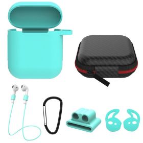 Silicone Case for Apple AirPod 1 2 AirPods Protective Cover Skin w/Strap Ear Hooks Watch Band Holder (Option: AP12Case Green)