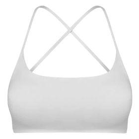 Women Cross Back Sport Bras Padded Strappy Crop Open Back Low Impact Bras Sexy Fitness Tank Tops with Removable Pads Thin Straps for Gym Yoga Workout (Option: Bra WhiteS)