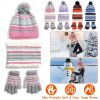 Winter Kids Knitted Hat Scarf Gloves 3Pcs Boys Girls Winter Warm Beanie Hat and Glove Scarf Set Beanie Neck Warmer Mittens for 4-7-Year-Old Kids