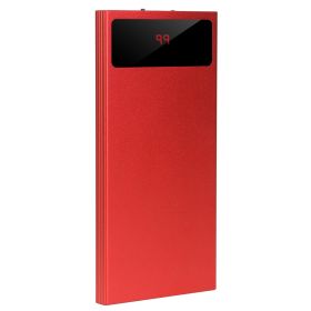 20000mAh Power Bank Ultra-thin External Battery Pack Phone Charger Dual USB Ports Flashlight Battery Remain Display (Option: PowerBank Red)