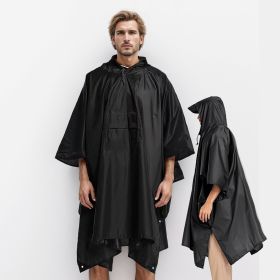 Unisex Hooded Rain Poncho With Pocket For Adult 3-in-1 Waterproof Poncho Raincoat With Hood Sleeve Brim Lightweight Portable Rain Poncho For Hiking Ca (Option: Raincoat Black)
