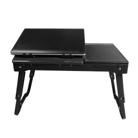 Foldable Laptop Table Bed Notebook Desk w/Cooling Fan Mouse Board LED light 4 x USB Ports Breakfast Snacking Tray with Storage Groove For Home Office (Option: BeddingLaptopTable)