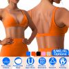 Women Deep V-Neck Sports Bras U-Shaped Back Sport Bras Padded Strappy Crop Open Back Low Impact Bras Sexy Fitness Tank Tops with Removable Pads for Gy
