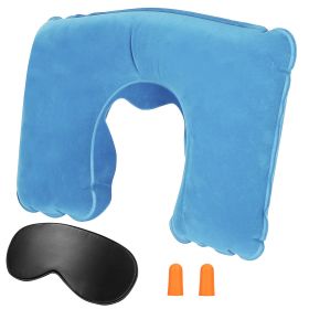 Travel Pillow Inflatable U Shape Neck Pillow Neck Support Head Rest Office Nap Car Airplane Cushion (Option: UInflatablePillow SkyBlu)