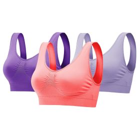 3 Pack Sport Bras For Women Seamless Wire-free Bra Light Support Tank Tops For Fitness Workout Sports Yoga Sleep Wearing (Option: Bra PPGYMelonRed  L)