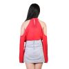 Women\'s Sexy Off The Shoulder Blouses Cold Shoulder Tops V-Neck Long Sleeve T-Shirt Solid Color Summer