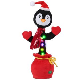 Kid Electric Dance Toy Christmas Elk Snowman Senior Penguin Plush Toy Interactive Sing Song Whirling Mimicking Recording Light up Toy (Option: DancingToy Penguin)
