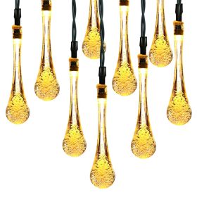 Outdoor Solar String Lights 21 Feet 30 LEDs Water Drop Solar Powered Lights Waterproof Solar Fairy Lights Decorative Solar Powered Lights for Home Pat (Option: LEDString Warm)