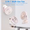 Portable Quiet Clip On Fan With 5 Speeds 3 Brightness 720° Fully Adjustable Angle Type-C Rechargeable Clip Desk Wall Mounted Fan For Camping Office Ho