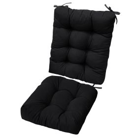 2Pcs Rocking Chair Cushion Upper And Lower Back And Seat Sets with Non-Slip Ties Polyester Fiber Filling Comfortable for Indoor Home Office Car (Option: ChairCushion Black)