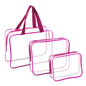 3Pcs Clear Travel Bags Waterproof Cosmetic Makeup Lotion Toiletry Wash Handbags Transparent Holder Pouch Kits For Swimming Travel Hotel (Option: 3PcsMakeupBag Pink)