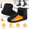 Women Lady Snow Boots Suede Mid-Calf Boot Shoe Short Plush Warm Lining Shoes w/ Anti-slip Rubber Base Knitting Design