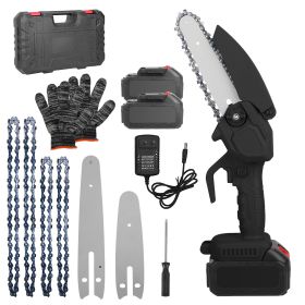 Electric Mini Chainsaw Portable Handheld Cordless Small Chain Saw Battery Powered with 2Pcs 2200mAh Rechargeable Batteries 4in/6in Chains for Pruning (Option: ElectricChainsaw Black)