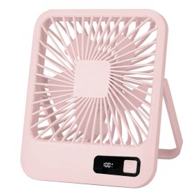 Mini Desktop Cooling Fan Rechargeable Battery Powered Personal Fan Speed Adjustment Strong Airflow Quiet Travel Fan with LCD Display for Home Office T (Option: DeskFan Pink)