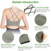 3Packs Women Cross Back Sport Bras Padded Strappy Medium Support Bras Sexy Fitness Tank Tops with Removable Pads for Gym Yoga Workout Running