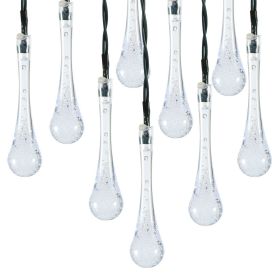 Outdoor Solar String Lights 21 Feet 30 LEDs Water Drop Solar Powered Lights Waterproof Solar Fairy Lights Decorative Solar Powered Lights for Home Pat (Option: LEDString Cold)
