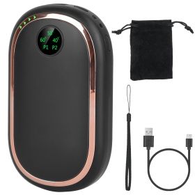 Rechargeable Hand Warmer Electric Hand Heater Portable Reusable Pocket Warmer Power Bank with Digital Display Sunset Light 3 Levels Double-sided Heati (Option: HandWarmer Black)
