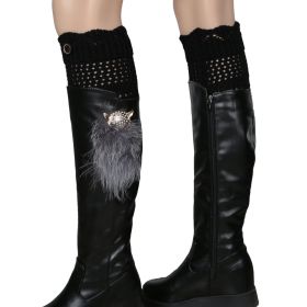 Women Winter Crochet Knit Leg Warmers (Option: GiftSockCuffsWarmer Black)