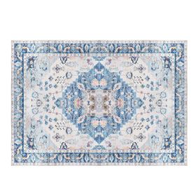 6x9FT Vintage Area Rug Modern Non Slip Carpet Boho Low Pile Soft Rug Waterproof Machine Washable Rug for Living Room Bedroom Kitchen Dining Room Under (Option: AreaRug 69FTType2)