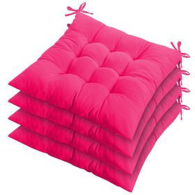 4Pcs Chair Cushion Pads Pillow 17.72x17.72x2.37in Soft Tie On Square Sitting Mats For Home Office Car Sitting Travel (Option: ChairPad ProRoseRed)