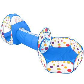 3 In 1 Child Crawl Tunnel Tent Kids Play Tent Ball Pit Set Foldable Children Play House Pop-up Kids Tent w/Storage Bag for Indoor Outdoor Travel Use (Option: 3PcsBabyPlayTent Blue)