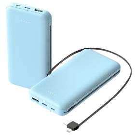 10000mAh Power Bank Portable Phone Charger External Battery Pack with LT & Type-C Double-ended Cable Type-C USB Cable Fit For IOSPhone 14 Android And (Option: PowerBank Blue)