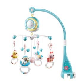 Baby Musical Crib Bed Bell Rotating Mobile Star Projection Nursery Light Baby Rattle Toy w/ Music Box Remote Control (Option: NuseryLullabyToy Blue)