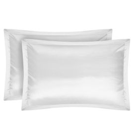 2 Pack Soft Silky Satin Pillow Case Hypoallergenic Breathable Bed Pillow Cover Queen Size Pillowcase Great for Hair Skin (Option: 2PcsQueenPillowCase White)
