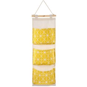 Wall Mounted Storage Bag Door Closet Hanging Storage Bag Organizer Waterproof 3 Pockets Pouch (Option: HangingStorageBag Yellow)