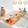 Bathtub Caddy Tray Crafted Bamboo Bath Tray Table Extendable Reading Rack Tablet Phone Holder Wine Glass Holder Shelf Desk Bathroom Spa