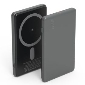 2 In 1 5000mAh 8MM Slim MagSafe Wireless Power Bank PD20W Magnetic Fast Charger Portable Phone Charger Fit for IOS Phone 15 14 13 12 Series And More (Option: PowerBank Black)