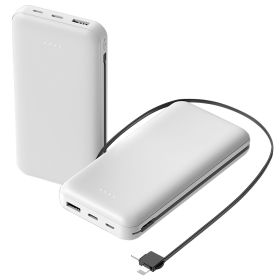 10000mAh Power Bank Portable Phone Charger External Battery Pack with LT & Type-C Double-ended Cable Type-C USB Cable Fit For IOSPhone 14 Android And (Option: PowerBank White)