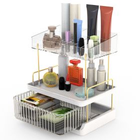3 Tier Makeup Organizer for Vanity Large Capacity Skincare Shelf Bathroom Countertop Organizer with Drawer for Lipsticks Lotion Toner Perfumer Masks (Option: Organizer Clear)