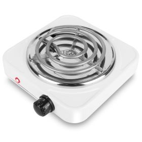 1000W Electric Single Burner Portable Coil Heating Hot Plate Stove Countertop RV Hotplate with Non Slip Rubber Feet 5 Temperature Adjustments (Option: Stove 1BurnerWhite)