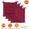 4Pcs Chair Cushion Pads Pillow 17.72x17.72x2.37in Soft Tie On Square Sitting Mats For Home Office Car Sitting Travel