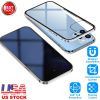 Privacy Magnetic Phone Case 360° Full Protection Anti Spy Phone Cover Double Sided Tempered Glass Magnet Absorption Fit for IOS Phone 14 Pro